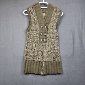 BKE Womens Sweater Tunic Medium Hooded Sleeveless Green Transitional Lagenlook